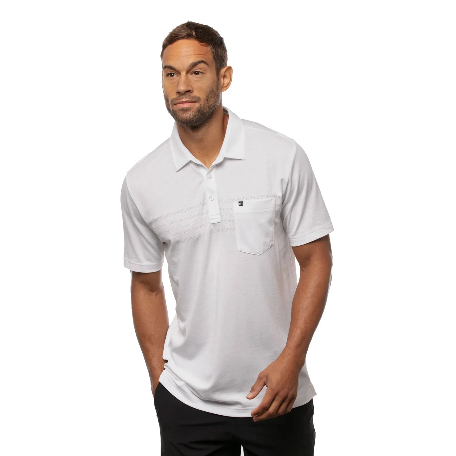 TravisMathew Good Life White Mens Golf Polo 1 TravisMathew Good Life White Mens Golf Polo