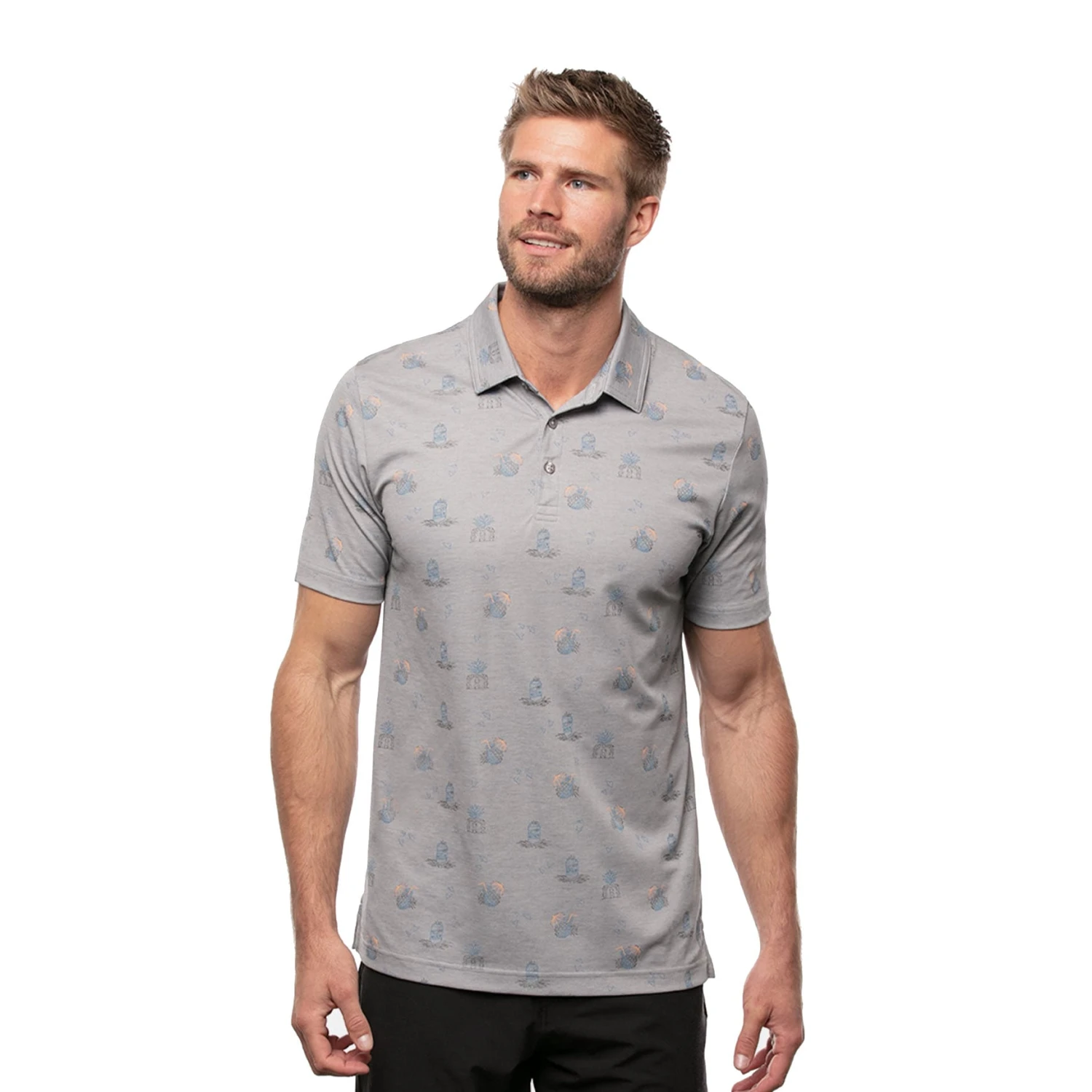 TravisMathew Bricktown Heather Quiet Shade Mens Golf Polo 1 TravisMathew Bricktown Heather Quiet Shade Mens Golf Polo