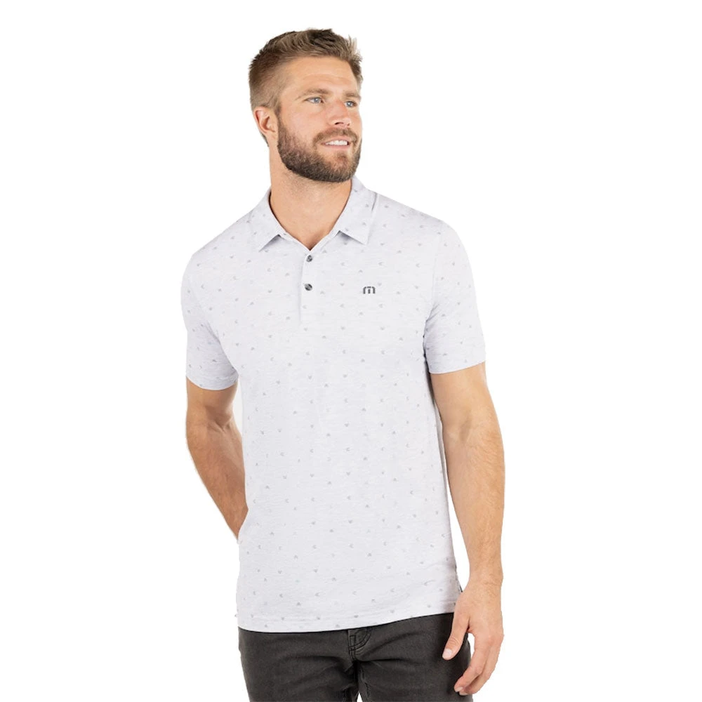 TravisMathew Hot Chili Heather Light Grey Mens Golf Polo 1 TravisMathew Hot Chili Heather Light Grey Mens Golf Polo
